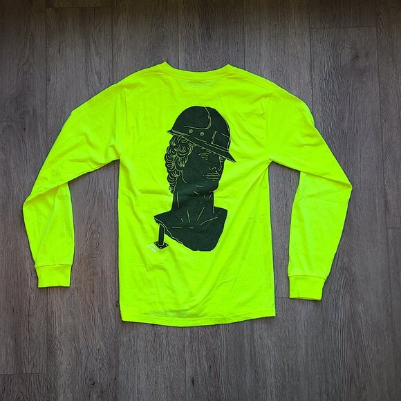 TOM'S FULL SERVICE Tom of Finland long sleeve neon yellow green t-shirt size S - Picture 5 of 6